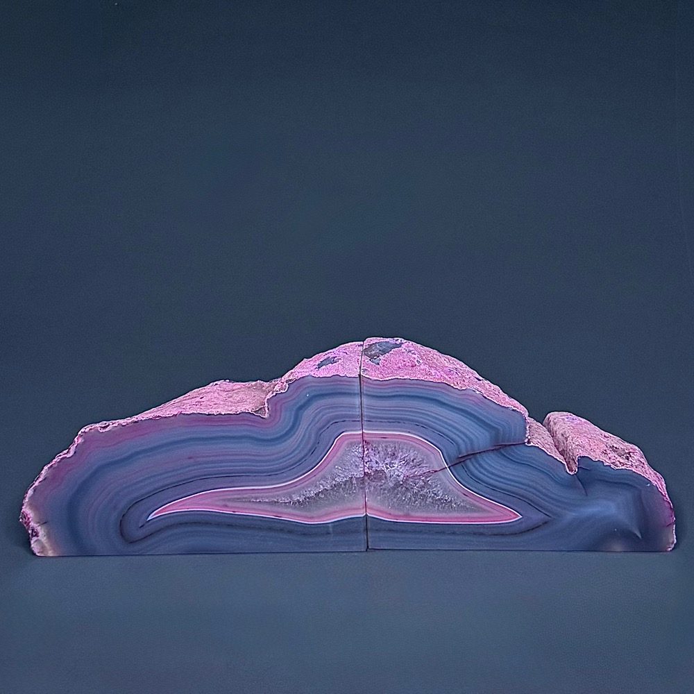 BK800 Pink Brazilian Agate Bookends
