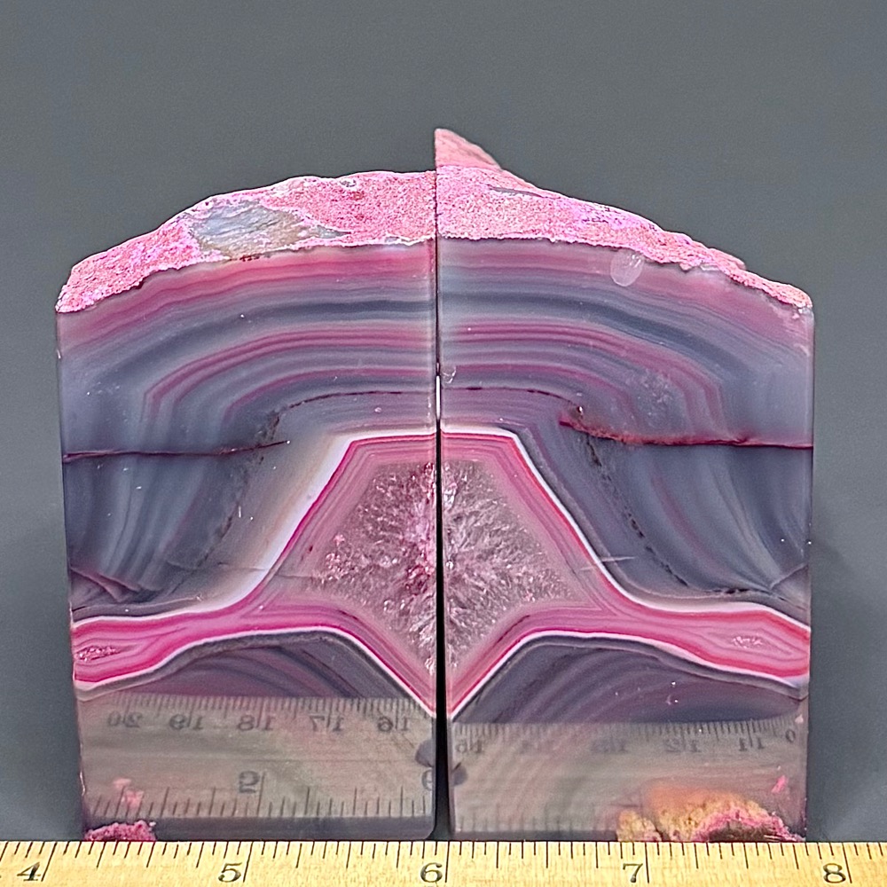 BK800 Pink Brazilian Agate Bookends