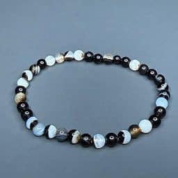 BR209 Black Agate Gemstone Bead Bracelet
