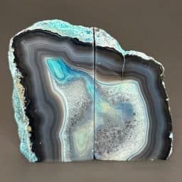 BK105 Teal Brazilian Agate Bookends