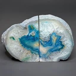 BK811 Teal Brazilian Agate Bookends