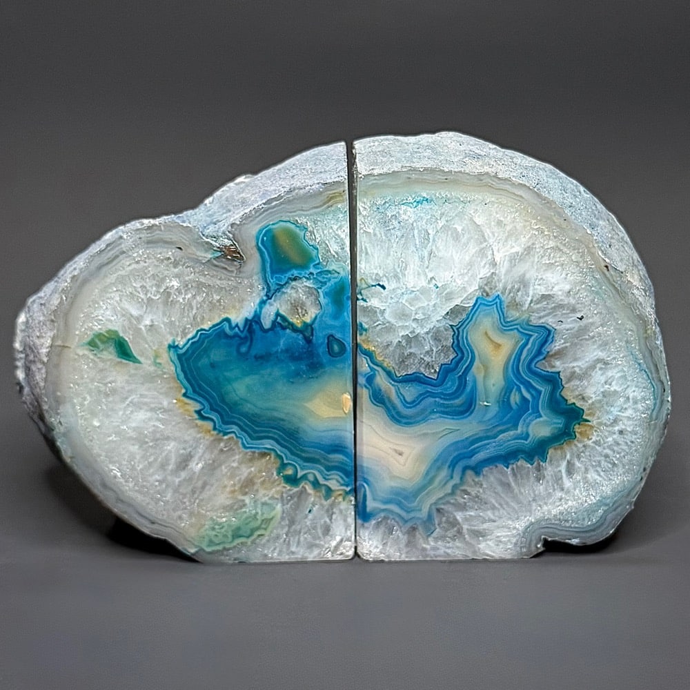 BK811 Teal Brazilian Agate Bookends