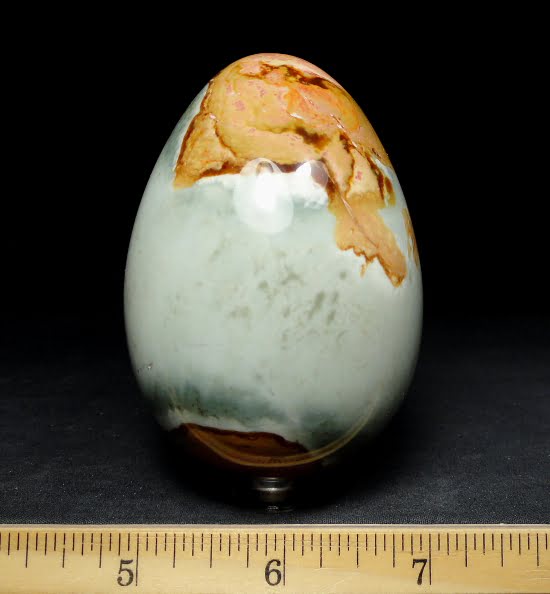 egg carved out of Poly Chrome Jasper