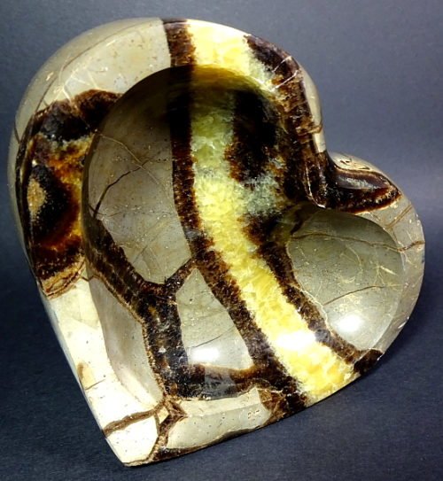 heart shaped bowl carved from a Septarian Nodule from Utah