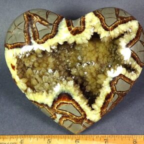 Septarian Heart with very nice Yellow Calcite and accents of Brown Aragonite