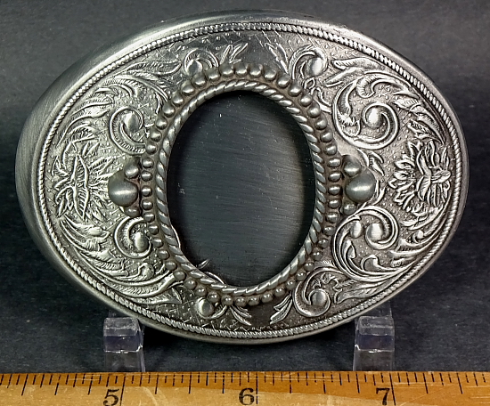 oval shaped Antique Silver plated belt buckle