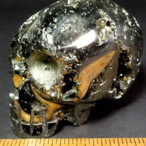 skull carved into Pyrite