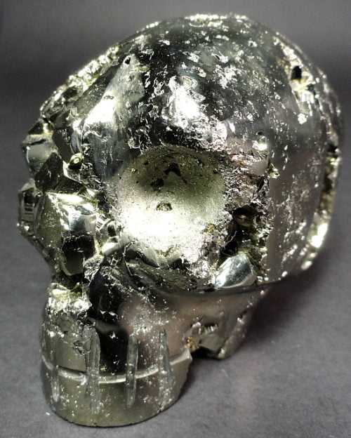 skull carved into Pyrite