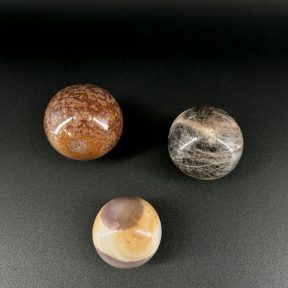Madagascar Jasper, Polychrome Jasper, Black Moonstone Sphere Set